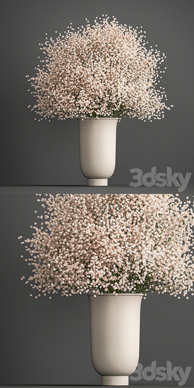 Bouquet of white flowers in a vase with Gypsophila, Gibsolyubka, Kachim. 201.